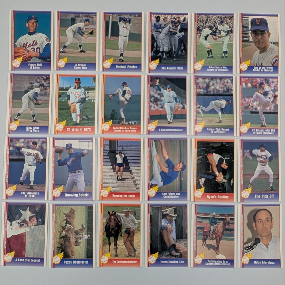 1991 Pacific Nolan Ryan Baseball Card Lot 24 Count Career Retrospective Set